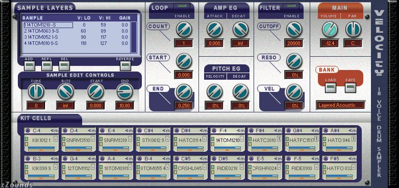 Screenshot of Velocity drum sampler